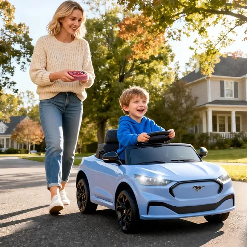 Miniatura 7 de Bobike - Auto eléctrico de paseo para niños, coche eléctrico de 12V para niños pequeños con control remoto, juguetes de paseo para niños con luces