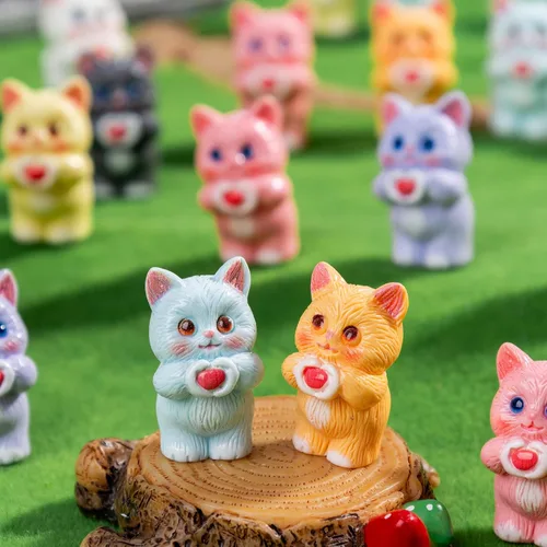 Miniatura 11 de 36 piezas Figuras de Gatos Negros en Mini de Resina Variedad de Animales Pequeños Pequeñas Figuras de Gatos en Miniatura a Granel para Accesorios