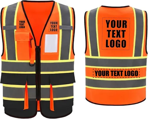 Miniatura 16 de AYKRM Chaleco de Seguridad de Construcción Personalizado con Logotipo Impreso de Alta Visibilidad Reflectante de 2 Tonos