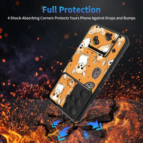 Miniatura 151 de Funda para Samsung Galaxy S22 Ultra 5G, Galaxy S22 Ultra con cubierta de cámara deslizante, funda resistente de doble capa con función atril Black