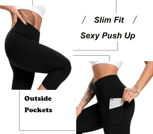 Miniatura 5 de FITTOO Leggings capri de yoga con bolsillos para mujer