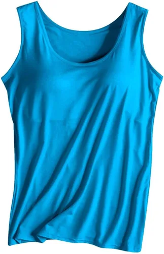 Miniatura 9 de Camiseta sin mangas con brasier integrado para mujer, sin mangas, correa ancha, ropa de dormir básica, para entrenamiento, yoga, camisola acolchada