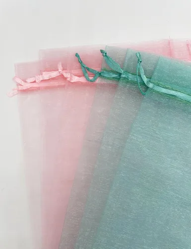 Miniatura 3 de Jexila 100 bolsas de organza verde azulado transparente de 4''x6' pulgadas, pequeñas bolsas de regalo de joyería con cordón de malla para baby