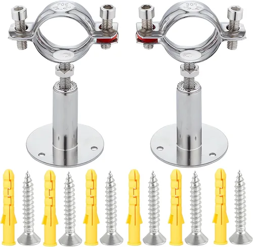 Miniatura 8 de 2 soportes de tubo de montaje en pared y techo, acero inoxidable 304, altura ajustable de 1.18 a 2.36 pulgadas, se adapta a tubos OD de 0.32 a 0.39