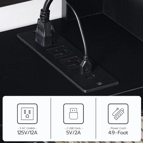 Miniatura 5 de HOOBRO Soporte de TV flotante con luz LED y toma de corriente para televisores de hasta 65 pulgadas, estante de TV montado en la pared, consola