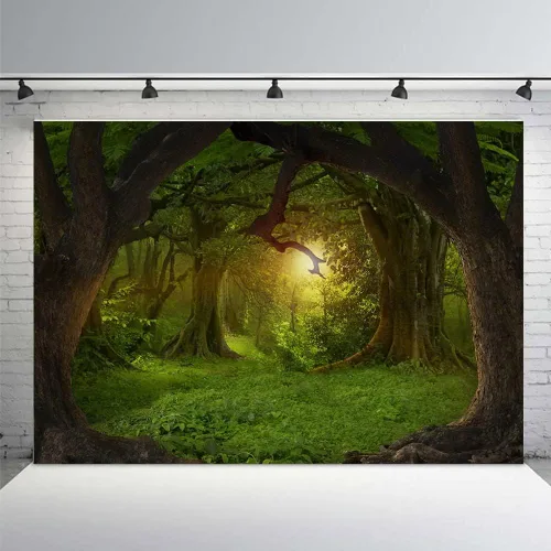 Miniatura 4 de MEHOFOND Telón de fondo de bosque de selva encantado de 7 x 5 pies, paisaje natural, fotografía, fondo, decoración de fiesta de cumpleaños