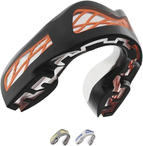SAFEJAWZ Protector bucal, triple capa para adultos con estuche, boquilla de fácil ajuste extraíble de alta calidad para fútbol, boxeo, lacrosse,