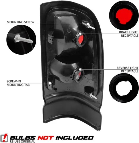 Miniatura 3 de Faros traseros para Dodge Ram 1500 1994-2001 (sin paquete deportivo) y pickup Ram 2500 3500 1994-2002, par izquierdo y derecho