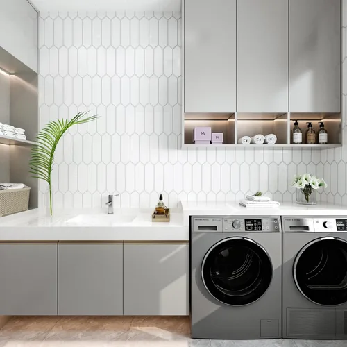 Miniatura 4 de VaryStyle Azulejo hexagonal de 12 x 12 pulgadas de largo, color blanco, para cocina, baño y más, 6 azulejos