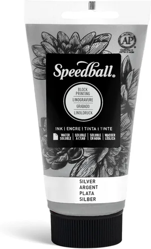Miniatura 27 de Speedball Tinta de impresión en bloque soluble en agua 3815 – Color intenso con acabado satinado AP no tóxico 8 onzas líquidas, peltre
