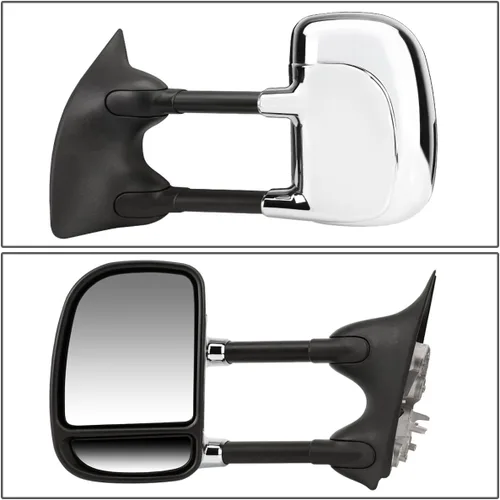 Miniatura 2 de DNA Motoring TWM-004-T222-CH - Par de espejos laterales telescópicos de ajuste manual compatibles con 99-07 F250 / F350 / F450 / F550 Super Duty