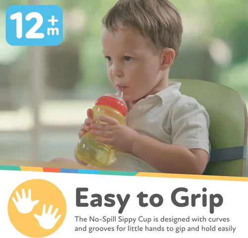 Miniatura 3 de Nuby Vaso antiderrames con popote flexible (paquete de 3) botellas de 10 onzas, vasos para sorber para niños pequeños de 12 meses en adelante, tazas