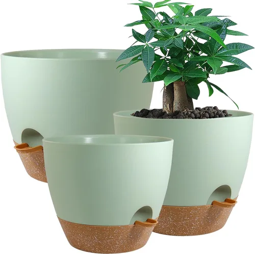 Miniatura 12 de UOUZ Macetas grandes de riego automático, macetas de plástico 12/10/9 con agujeros de alto drenaje y depósito profundo para plantas y flores de Negro