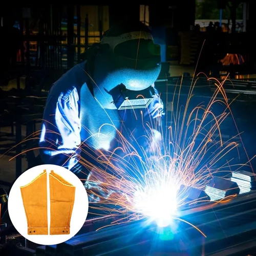 Miniatura 4 de STAHAD Leather Welding Sleeves Arm Guard Heat Resistant Oversleeves Protector for Welding Work, 1 Pair Cowhide Protective Thermal Shield Sleeves