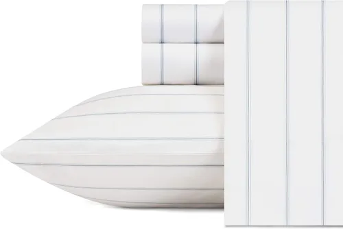 Miniatura 12 de Nautica - Sábanas tamaño King, juego de ropa de cama de percal de algodón, decoración casual para el hogar (Buoy Line Grey, King)