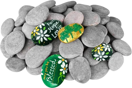 Miniatura 17 de Rocas de río para pintar 12 piezas, rocas grandes de 3.5 a 5 pulgadas, piedras lisas planas para pintar, rocas de manualidades para pintar