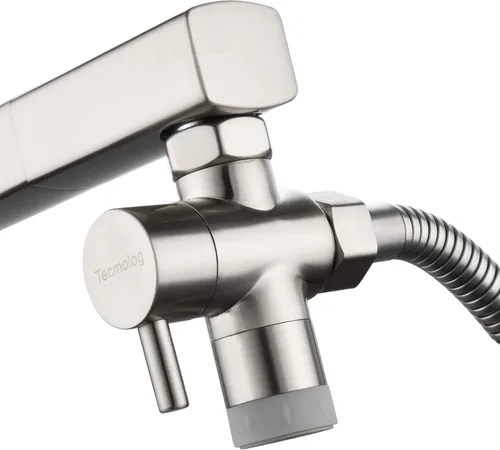 Miniatura 10 de Tecmolog Válvula desviadora de grifo con aireador de 2 flujos de latón divisor de grifo de cocina a manguera adaptador M22 x M24, cromo, SBA021D