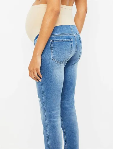 Miniatura 3 de Motherhood Maternity Women's Repreve Sustainable Over The Belly Skinny Denim Maternity Jeans Indigo Blue