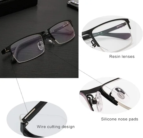 Miniatura 4 de COTIA/Gafas de lectura Fotocromáticas Turn Gray 2021 Hombres Metal Medio marco Presbicia Gafas Negro