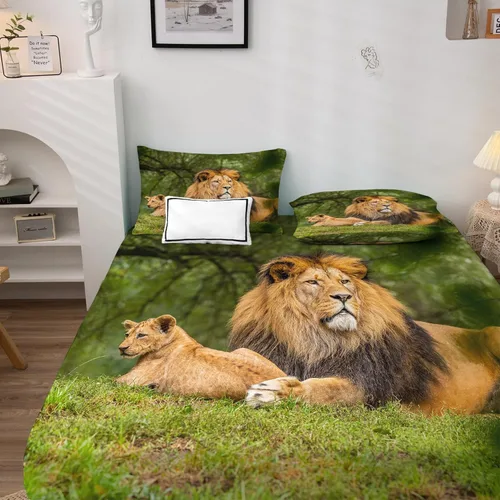 Miniatura 2 de Juego de sábanas de 3 piezas con estampado de animales y vida silvestre, tamaño individual, sábanas y fundas de almohada de microfibra suave