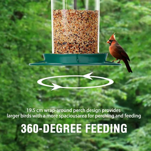 Miniatura 5 de Comedero de metal para pájaros para colgar al aire libre, alimentador de semillas de 3.0 libras, fácil de llenar y limpiar, alimentación de 360°