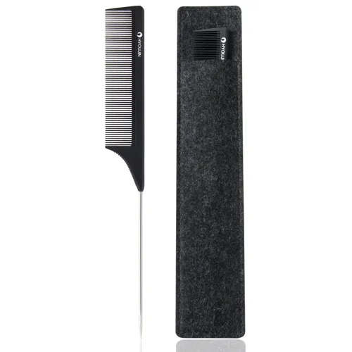 Hyoujin - Peine de dientes anchos de carbón negro, peine de corte, peine de cola, pelo largo y húmedo, alisador de pelo - mejor para todo tipo de