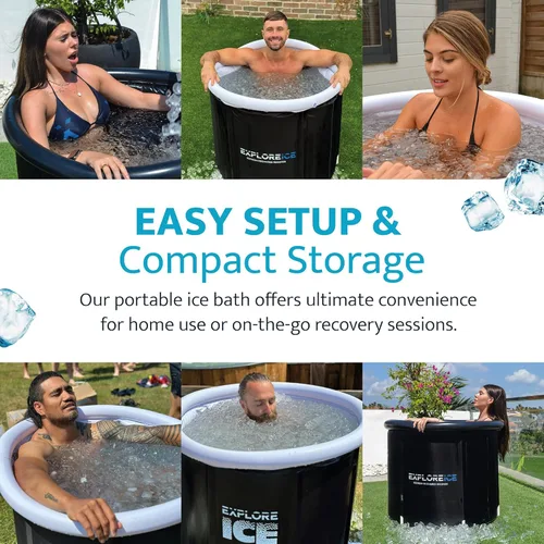 Miniatura 6 de Explore Ice Bath Pro Max - Bañera inflable extra grande para atleta, portátil, para terapia de agua fría, con tapa y bolsa de transporte