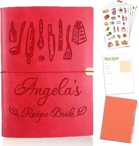 Miniatura 7 de Libro de recetas personalizado para escribir en tus propias recetas, libro de recetas personalizable de 6.7 x 9 pulgadas, 5 divisores y espacio
