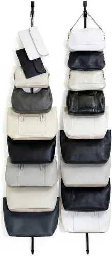 Miniatura 8 de Perfect Curve Organizador de Bolso y Monedero Sostiene hasta 9 Bolsos Organizador Sobre Puerta para Bolsos y Monederos Clips Ajustables 1