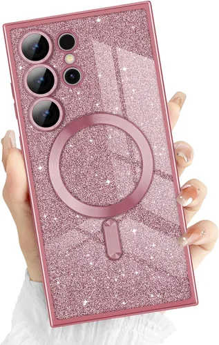 Miniatura 13 de Newseego Funda ultra magnética para Samsung Galaxy S22, funda de lujo con purpurina para mujeres y niñas, protección completa de la lente de la Negro