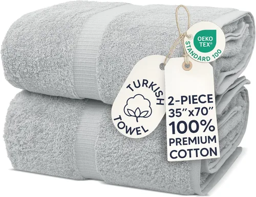 Miniatura 106 de Chakir Turkish Linens - Toallas turcas de 100% algodón, suaves y absorbentes (4 paños, color gris)