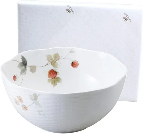 Narumi 51281-21911PAZ Salad Bowl, Lucy Garden, Diameter 8.7 inches (22 cm), Berry Pattern, Cute, Stylish, Relief, Wedding Gift, Mother's Day Gift,