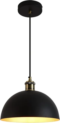Miniatura 13 de Lámpara Colgante Vintage Negra de 17.72'' Lámpara Colgante Retro Estilo Granja de Cúpula Grande Candelabro Industrial Moderno con Cable de 78.74