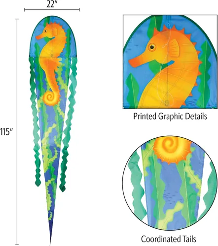 Miniatura 5 de In the Breeze 3352 — 22" Seahorse Dancing Dragon Kite — Cometa de una sola línea fácil de volar Caballito de mar