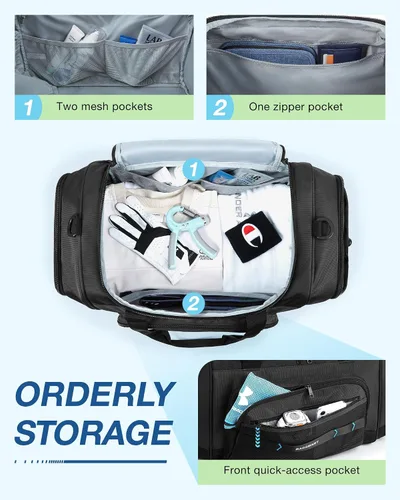 Miniatura 4 de BAGSMART Bolsa de gimnasio para hombres y mujeres, bolsa de viaje deportiva con compartimento para zapatos y bolsillo húmedo, bolsa de transporte