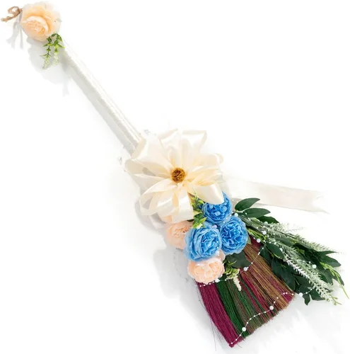 Miniatura 10 de Escoba de mango negro de barrido natural, escobas para boda, ceremonia de salto, decoración de Halloween, bricolaje, escoba suave de paja