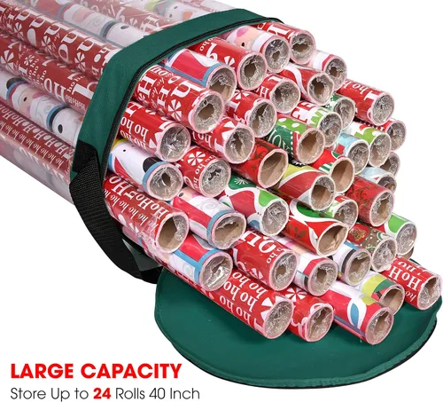 Miniatura 3 de Bolsa de almacenamiento de papel de regalo, organizador de papel de regalo debajo de la cama para almacenar múltiples rollos de papel de regalo