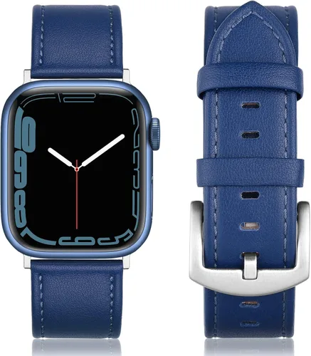 Miniatura 16 de Correa de cuero compatible con correas de Apple Watch de 1.811 in, 1.772 in, 1.732 in, 1.654 in (Serie 1/2/3) para hombres y mujeres, correa