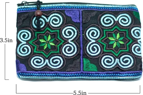Miniatura 8 de Sabai Jai Monedero bohemio bolsa pequeña bordada hecha a mano para mujer, colorido, étnico, ecológico y sostenible