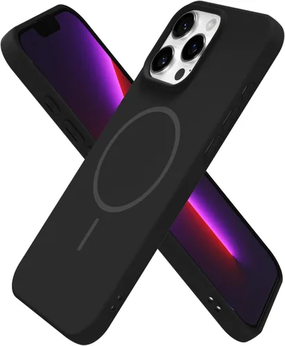 Miniatura 24 de oakxco Funda de silicona Mag Safe para iPhone 17 Pro Max, funda magnética delgada y fina compatible con carga inalámbrica MagSafe, bonita funda Negro