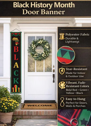 Miniatura 4 de Cartel de la puerta delantera del mes de la historia negra, decoración del mes de la historia negra para porche, patio, chimenea, fiesta