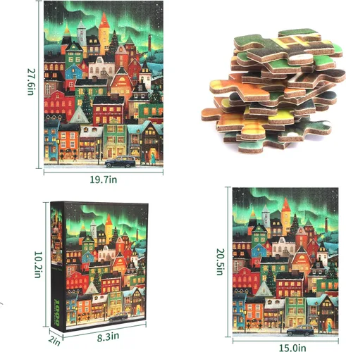 Miniatura 3 de Rompecabezas de 1000 piezas para adultos, rompecabezas de construcción de la ciudad de Aurora con diferentes particiones gráficas en la parte