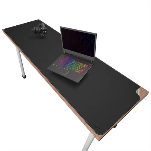 Miniatura 41 de Vyaaa Tapete de cuero para escritorio, 63" x 23.6" pulgadas, protector de escritorio de cuero, impermeable, extra grande, alfombrilla de mouse Negro
