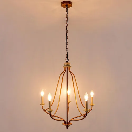 Miniatura 9 de Lámpara de araña retro de bronce de 5 luces, 25 pulgadas, estilo rústico antiguo, para isla de cocina, comedor y sala de estar (bronce retro)