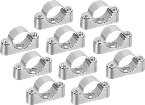 Miniatura 9 de UXCELL Paquete de 10 soportes de tubo - Abrazaderas para tubos de metal de 0.630 in de diámetro exterior, soportes de pared y techo