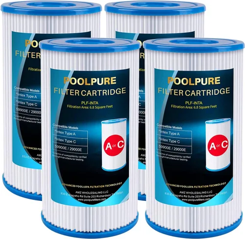 Miniatura 11 de POOLPURE Filtro de piscina tipo A o C / III que reemplaza a Intex 29000E/59900E/#29003E, bomba de filtro 1000/1500/530 GPH, C-4607, funículo, fácil