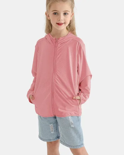 Miniatura 2 de Auranso Sudadera con capucha y cremallera para niños, UPF50+, protección solar, camisa refrescante