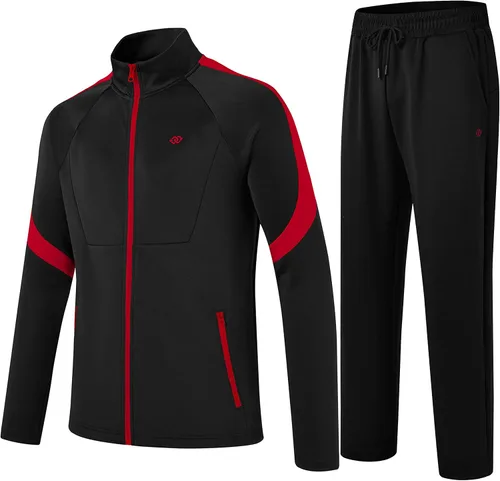 MoFiz Chándal deportivo para hombre, 2 piezas, chaqueta con cremallera completa, pantalón de manga larga, casual, para correr, gimnasio,