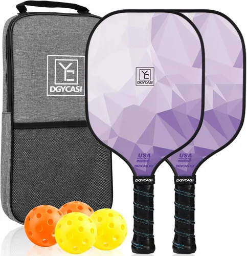 Miniatura 10 de YC DGYCASI Pickleball Paddles Set of 2, 2026 USAPA Approved Pickleball Set, Fiberglass Lightweight Pickle Ball Rackets 2 Pack, 2 Outdoor Pickleball
