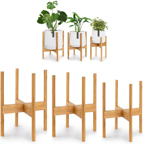 Miniatura 14 de Fox & Fern Soporte Grande Ajustable para Plantas de Interior — 11 a 15 Pulgadas, Soporte Premium de Bambú Estilo Moderno de Mediados del Siglo